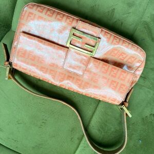 Fendi Orange and Gold Clutch